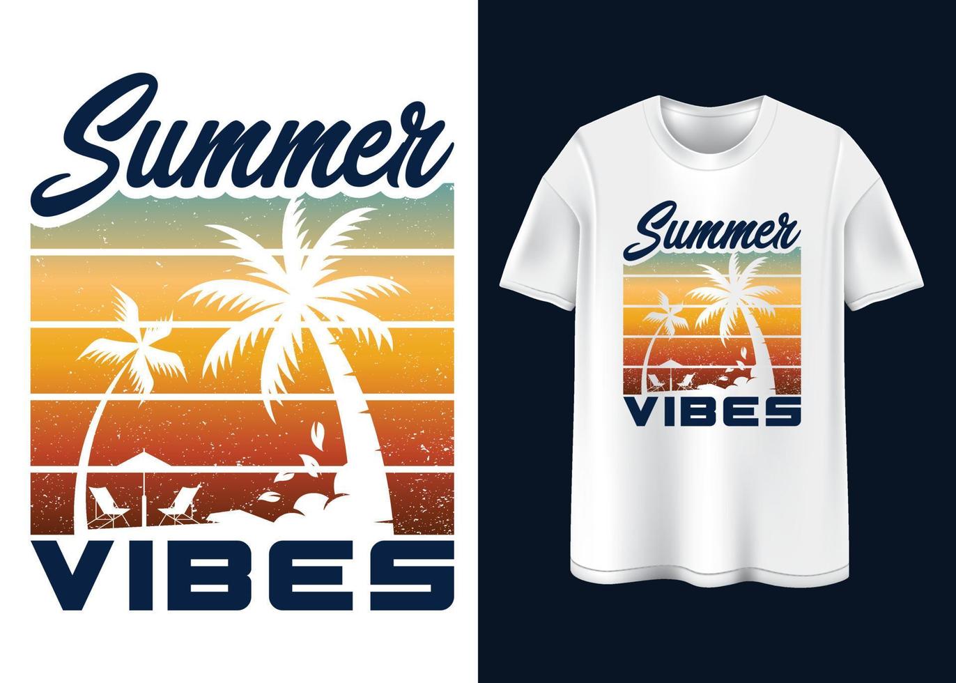 diseño de camiseta de tipografía de vibraciones de verano vector