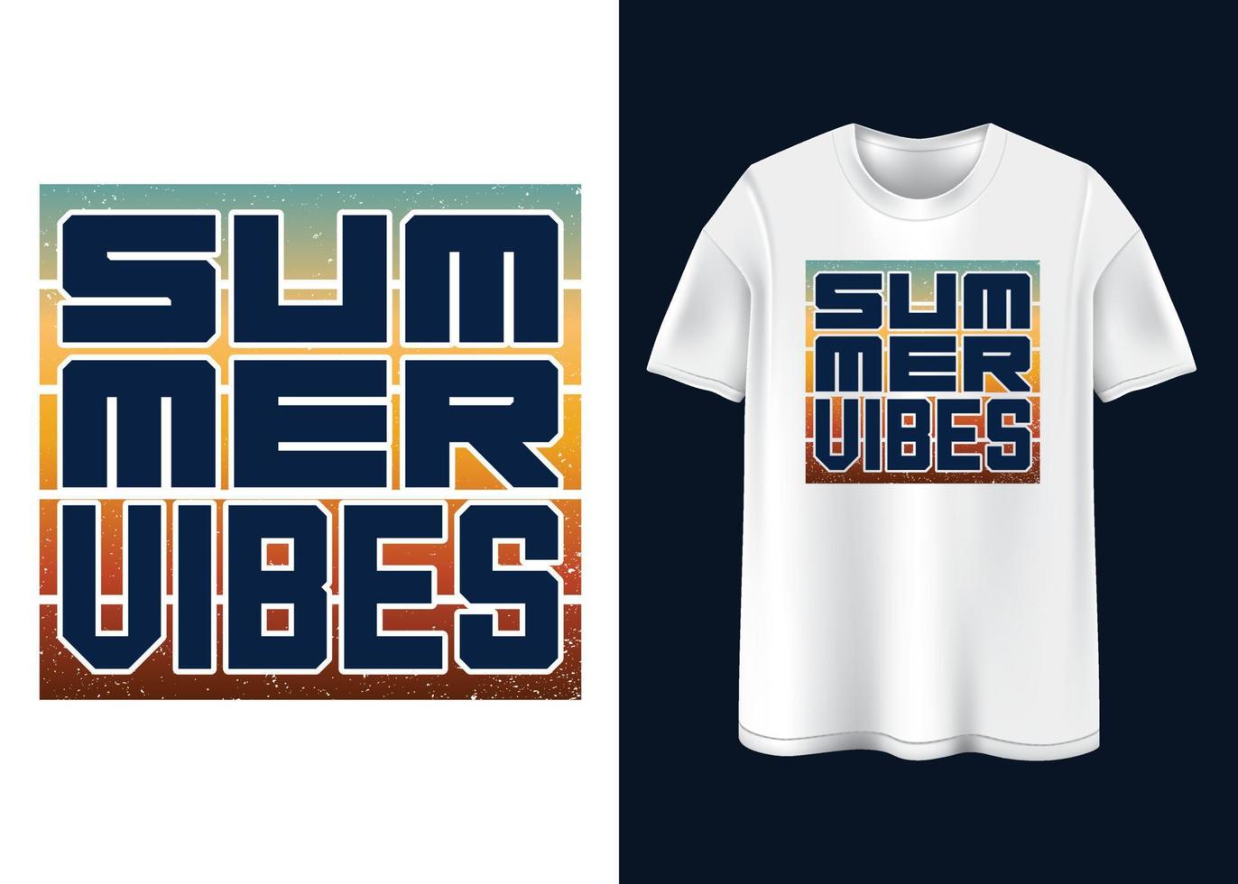 diseño de camiseta de tipografía de vibraciones de verano vector