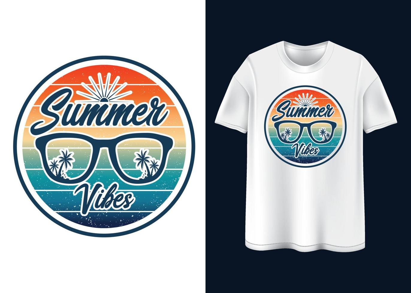 diseño de camiseta de tipografía de vibraciones de verano vector