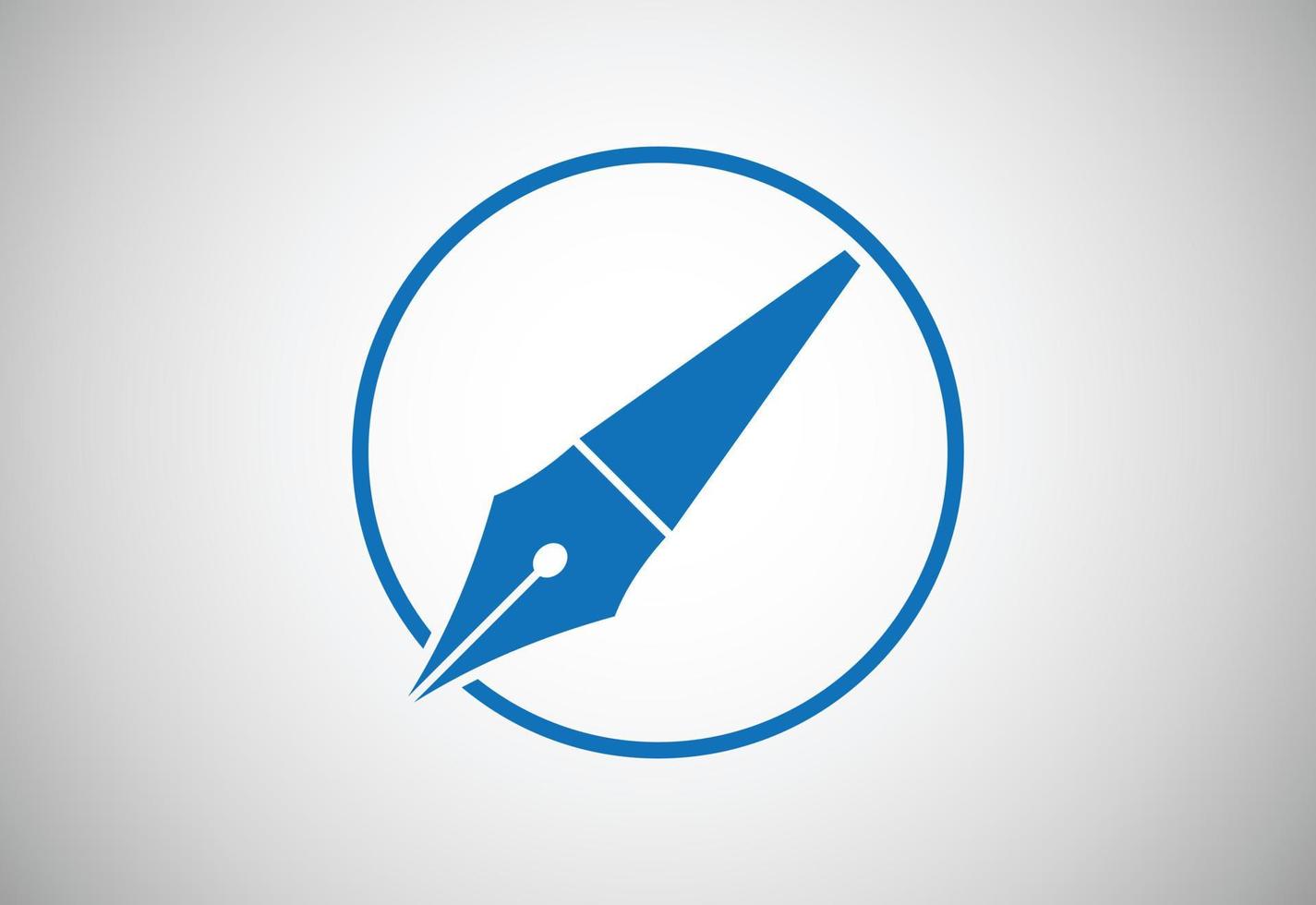 Fountain pen writing logo design, Vector design concept