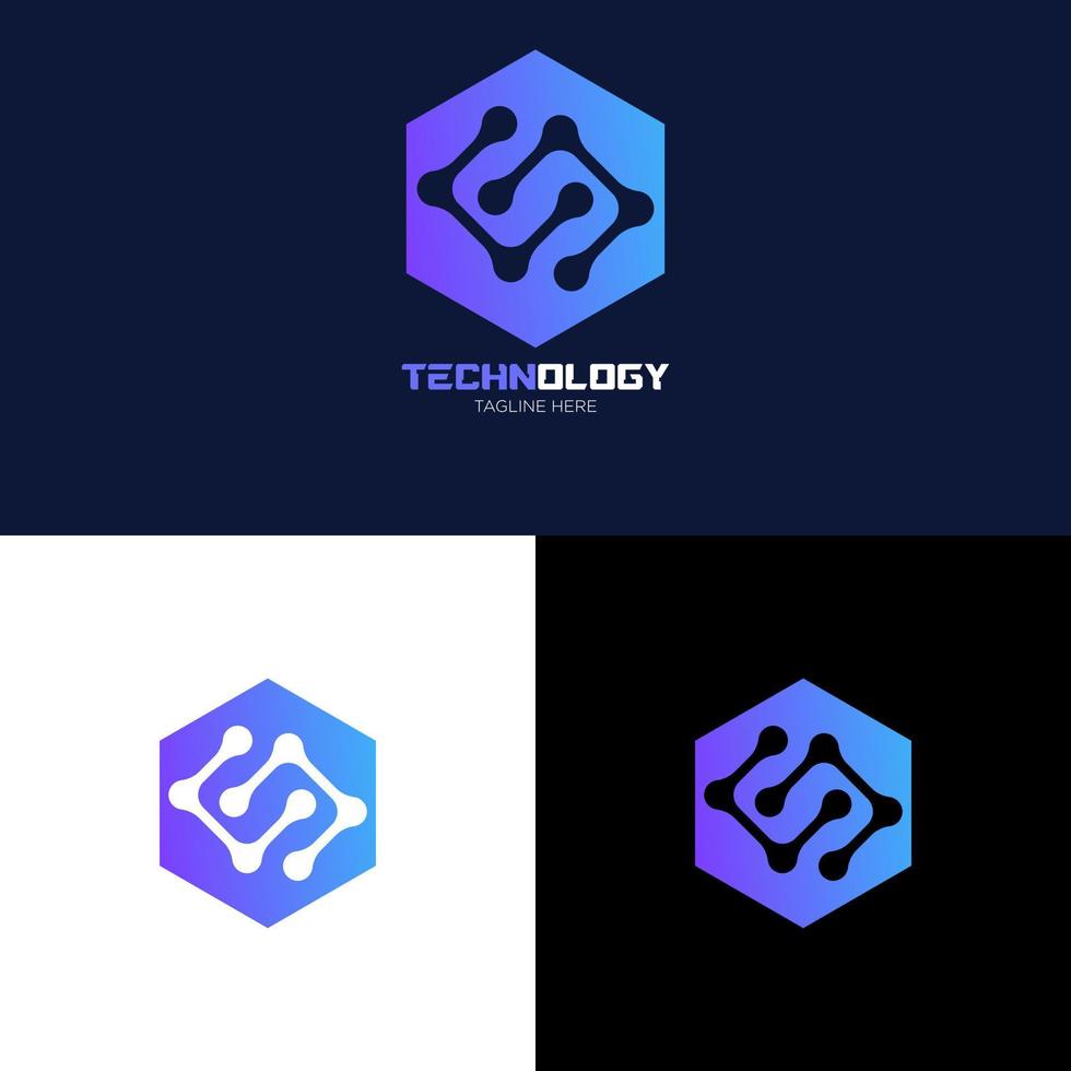 Illustration Technology Logo Design. Digital technology. Brain Logo Template. Abstract vector logo