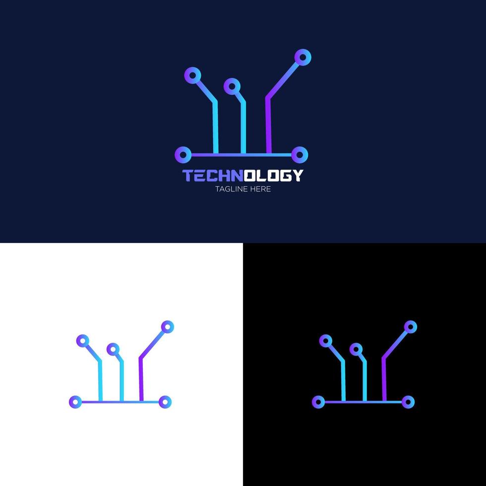 Illustration Technology Logo Design. Digital technology. Brain Logo Template. Abstract vector logo