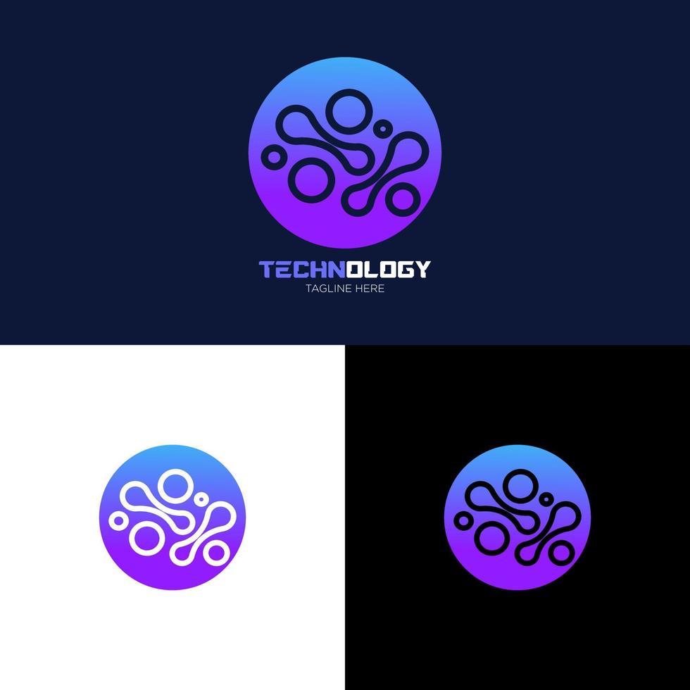 Illustration Technology Logo Design. Digital technology. Brain Logo Template. Abstract vector logo