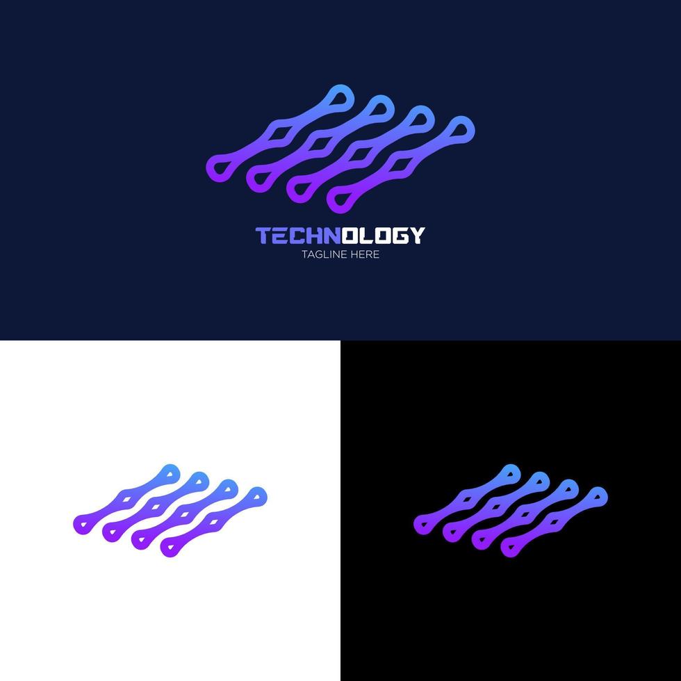 Illustration Technology Logo Design. Digital technology. Brain Logo Template. Abstract vector logo