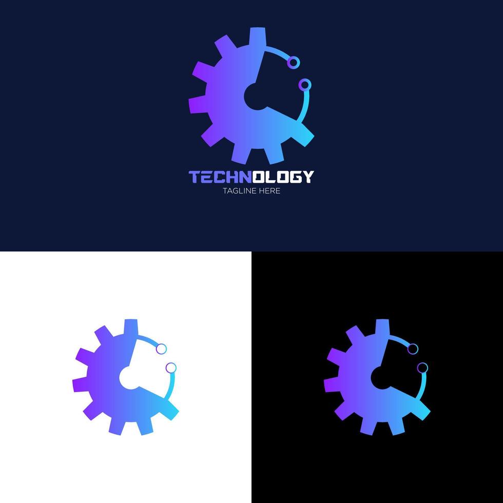 Illustration Technology Logo Design. Digital technology. Brain Logo Template. Abstract vector logo