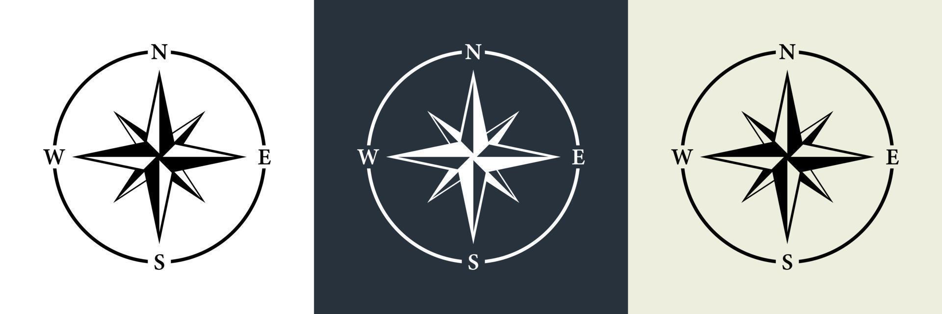 Compass Navigation Silhouette Icon Set. North South West East Orientation Direction Glyph Pictogram. Nautical Antique Rose Wind Navigator for Sea Adventure Icon. Isolated Vector Illustration.