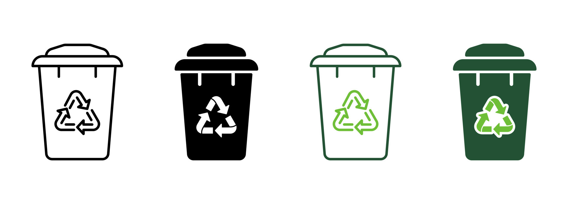 Reuse Container, Ecology Basket for Garbage Line and Silhouette Icon