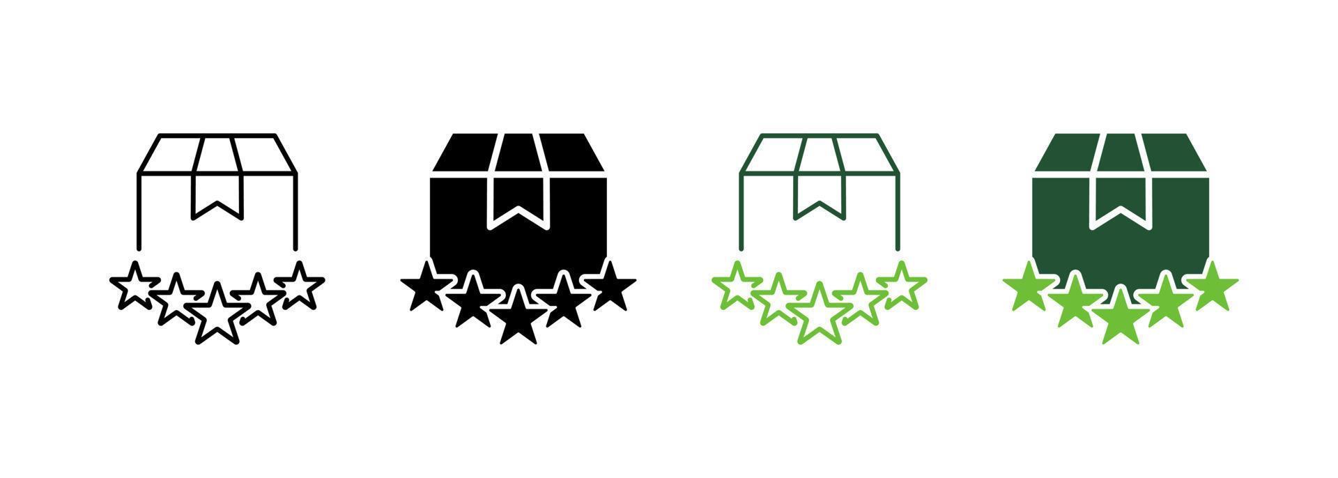 Five Stars Positive Evaluate of Delivery Silhouette and Line Icon. Satisfaction Customer Top Quality Shipping Pictogram. Success Feedback Deliver Icon. Editable Stroke. Isolated Vector Illustration.