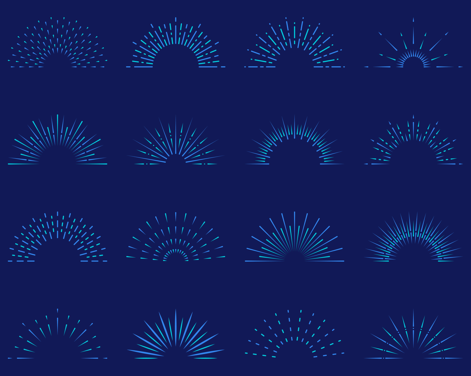 Sun Burst Light Half Line Icon. Starburst Semicircle Sunshine Sparkle