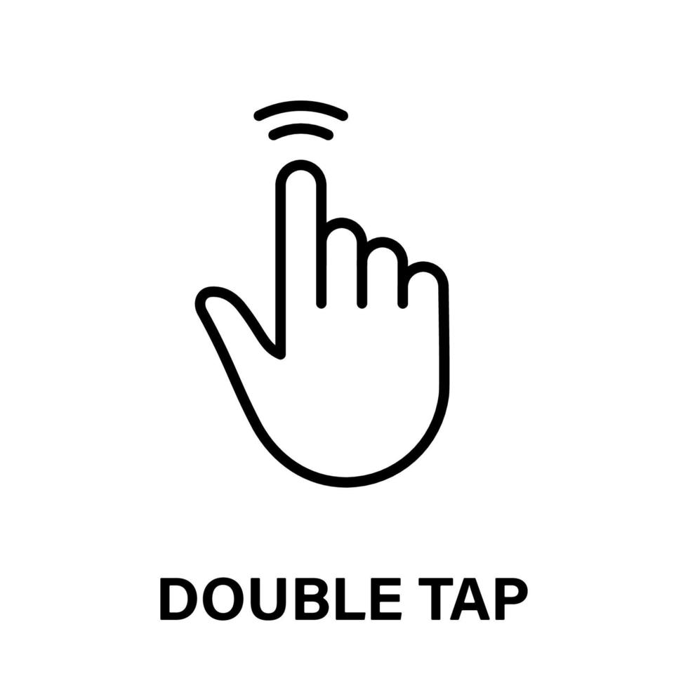 Double Tap Gesture of Computer Mouse. Pointer Finger Black Line Icon. Cursor Hand Linear Pictogram. Touch Click Press Swipe Point Outline Symbol. Editable Stroke. Isolated Vector Illustration.