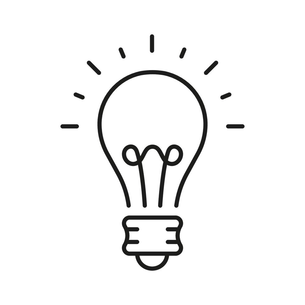 Lightbulb Concept Line Icon. Light Bulb Bright, Creative Solution and Innovation Pictogram. Electric Low Energy Lightbulb Outline Sign. Editable Stroke. Isolated Vector Illustration. 17348068 Vector Art at Vecteezy