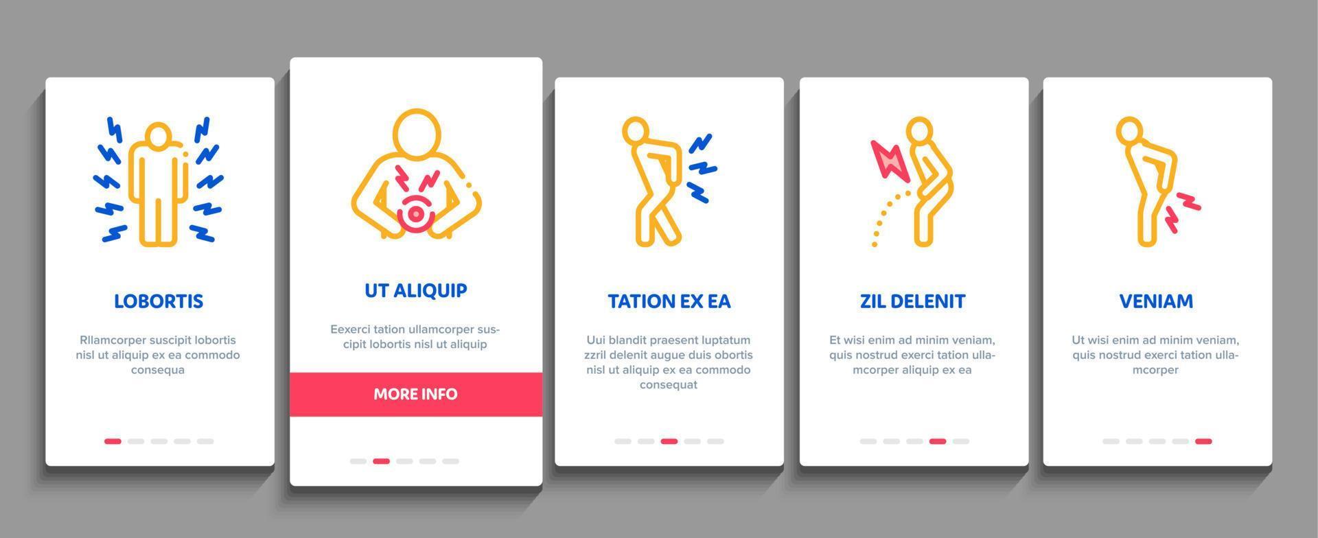 Body Ache Onboarding Elements Icons Set Vector