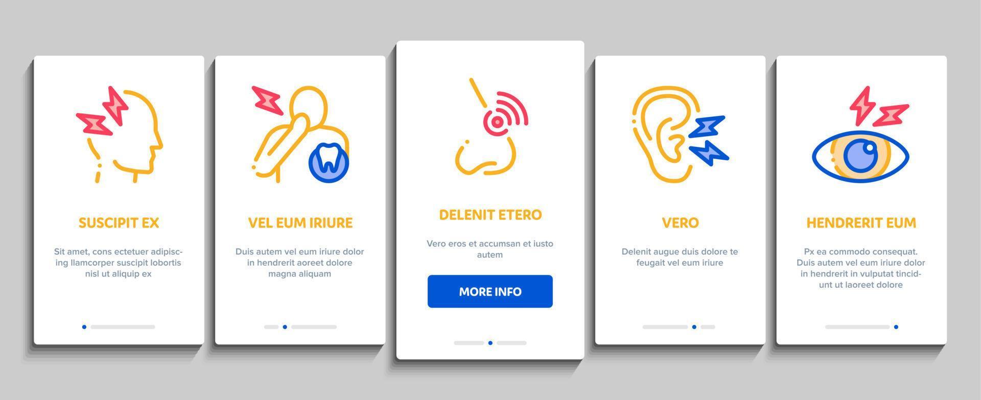 Body Ache Onboarding Elements Icons Set Vector