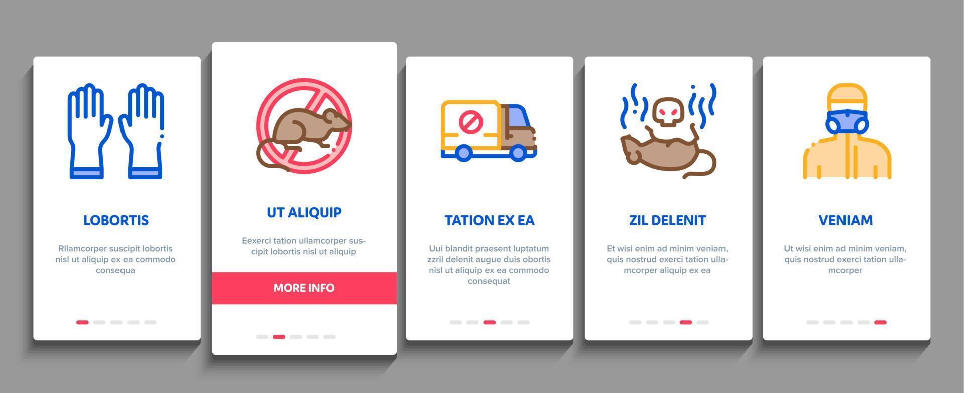 Rat Protect Onboarding Elements Icons Set Vector