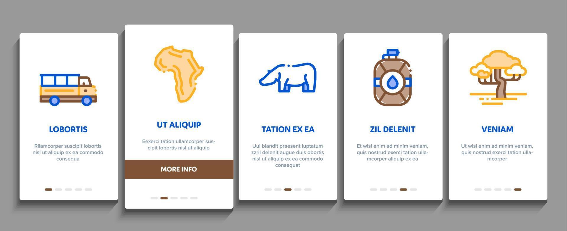 conjunto de iconos de elementos de incorporación de viaje de safari vector