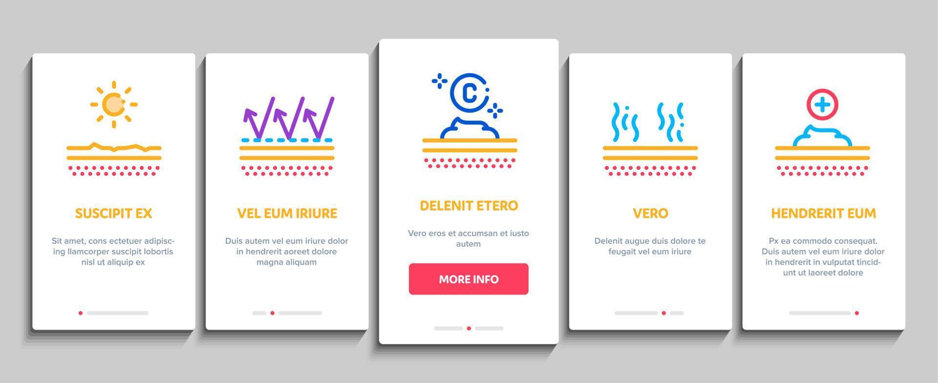 Sunscreen Onboarding Elements Icons Set Vector