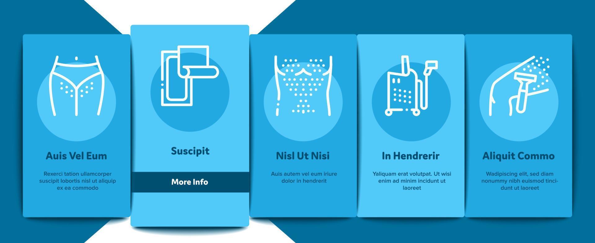 Depilation Procedure Onboarding Elements Icons Set Vector