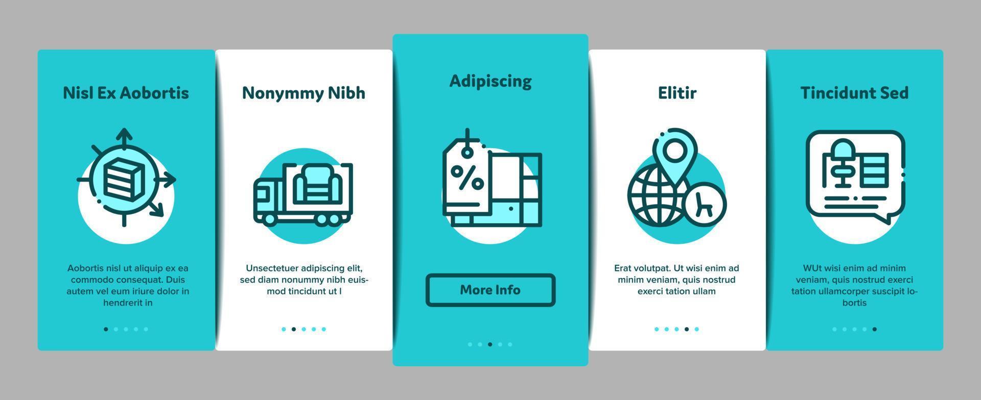 Furniture Shop Market Onboarding Elements Icons Set Vector