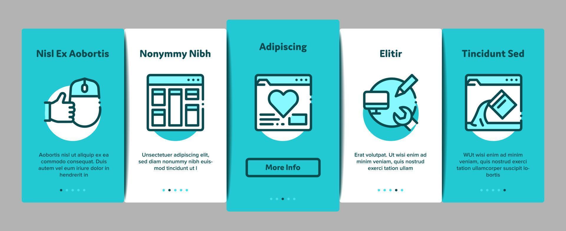 Web Design Development Onboarding Elements Icons Set Vector