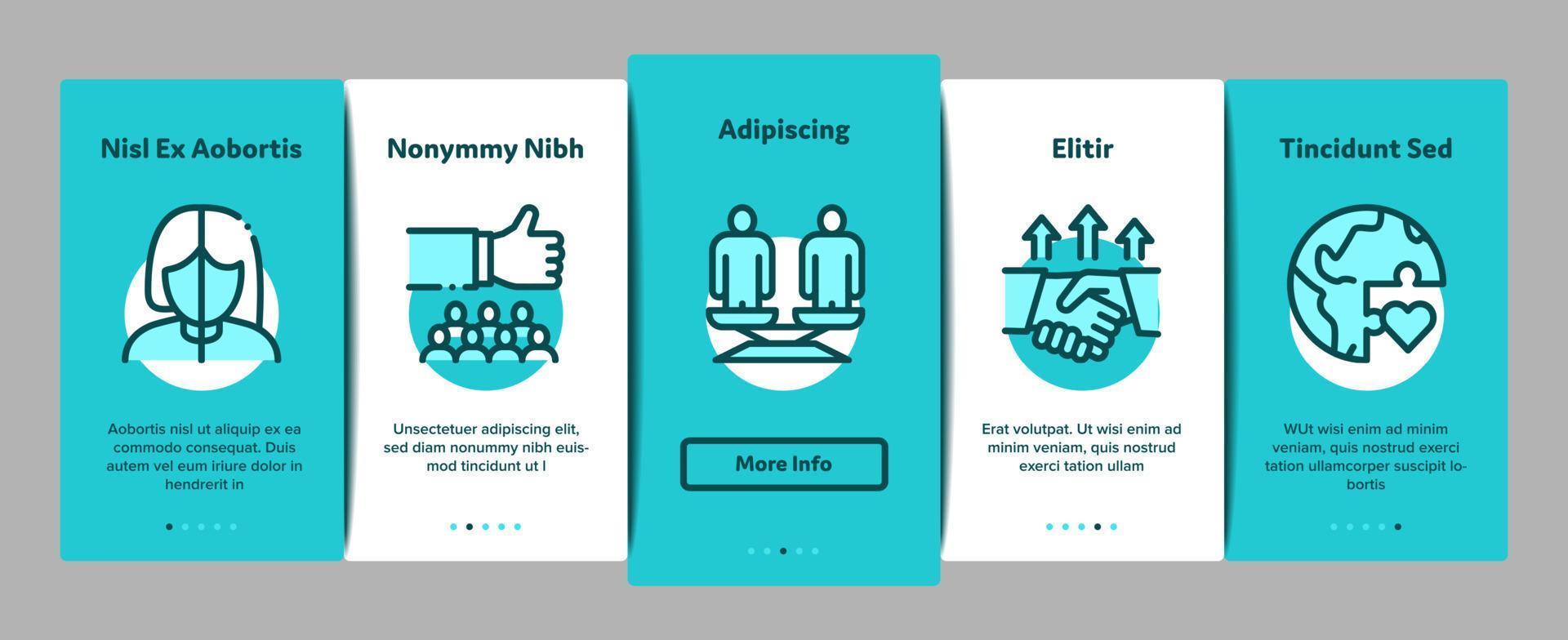 Tolerance And Equality Onboarding Elements Icons Set Vector