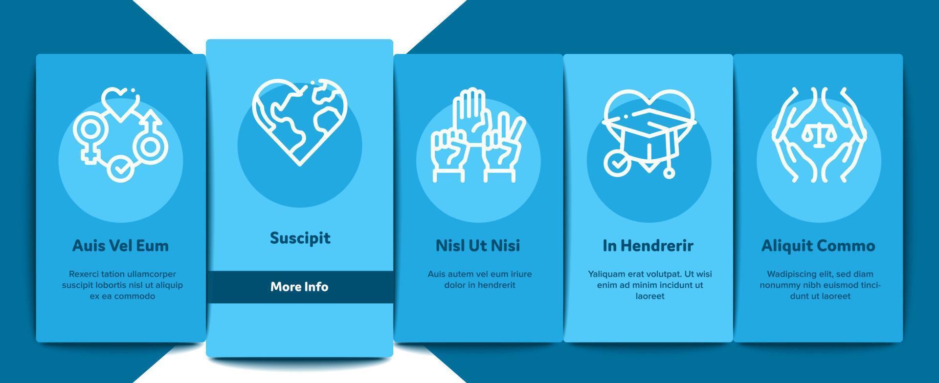 Tolerance And Equality Onboarding Elements Icons Set Vector