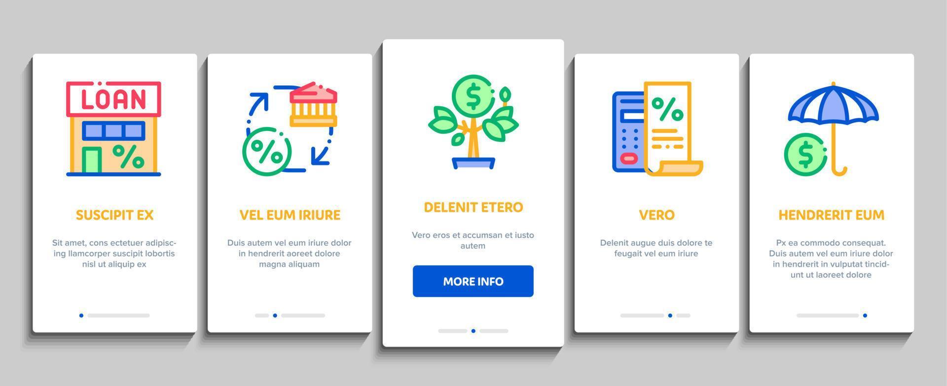 Payday Loan Onboarding Elements Icons Set Vector