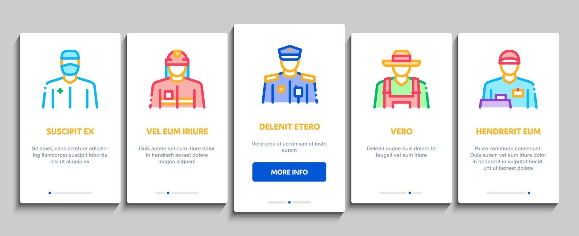 Professions People Onboarding Elements Icons Set Vector