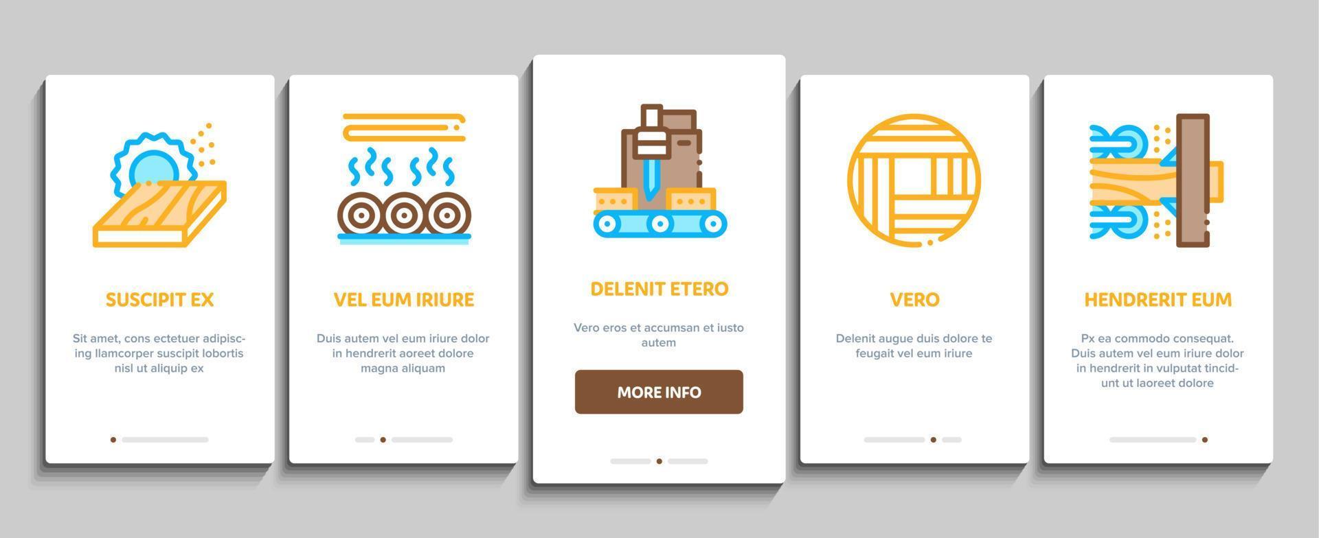 Wood Production Plant Onboarding Elements Icons Set Vector