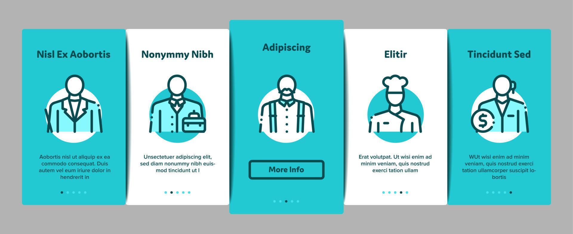 Professions People Onboarding Elements Icons Set Vector