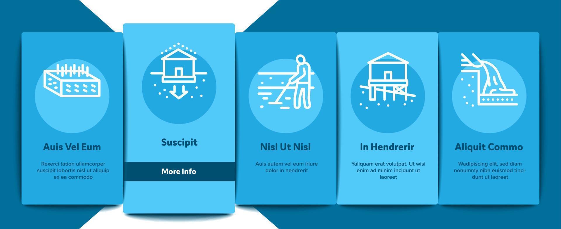 House Foundation Base Onboarding Elements Icons Set Vector