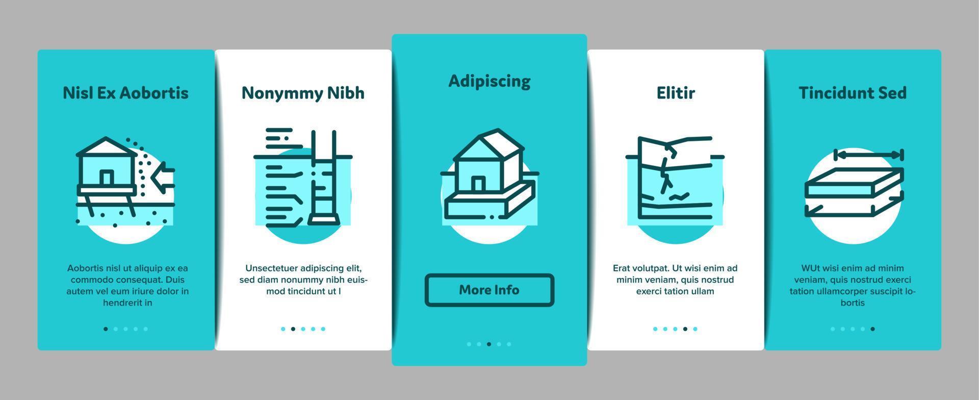 House Foundation Base Onboarding Elements Icons Set Vector