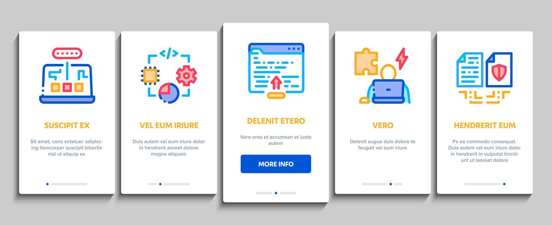 Software Testing And Analysis Onboarding Elements Icons Set Vector