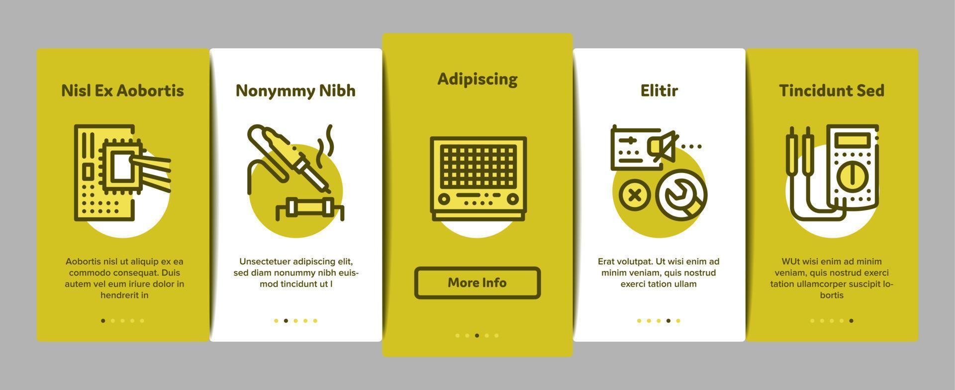 Radio Repair Service Onboarding Elements Icons Set Vector