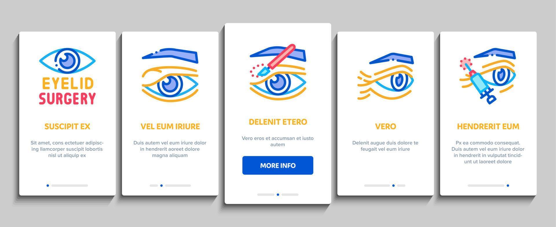 Eyelid Surgery Healthy Onboarding Elements Icons Set Vector