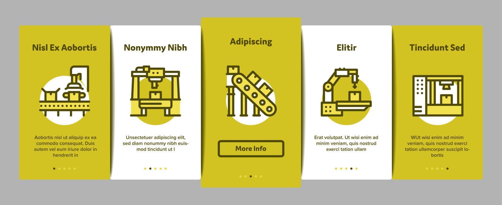 Manufacturing Process Onboarding Elements Icons Set Vector