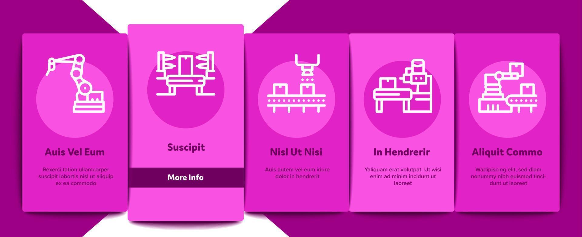 Manufacturing Process Onboarding Elements Icons Set Vector