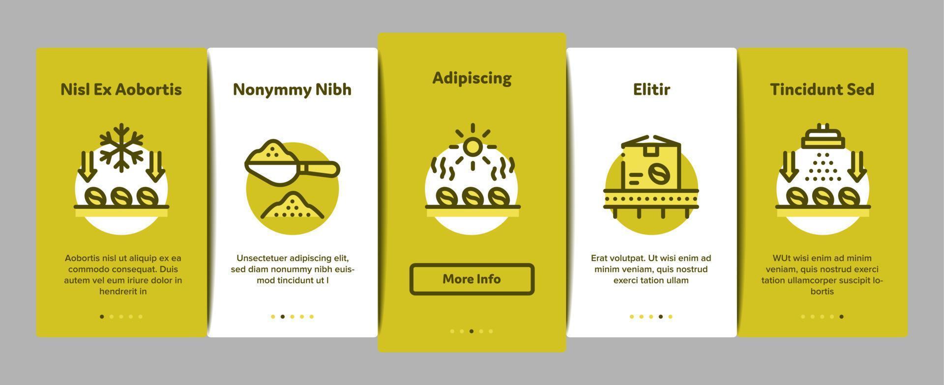 Coffee Production Onboarding Elements Icons Set Vector