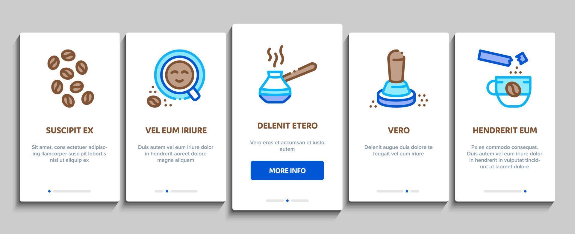 Coffee Energy Drink Onboarding Elements Icons Set Vector