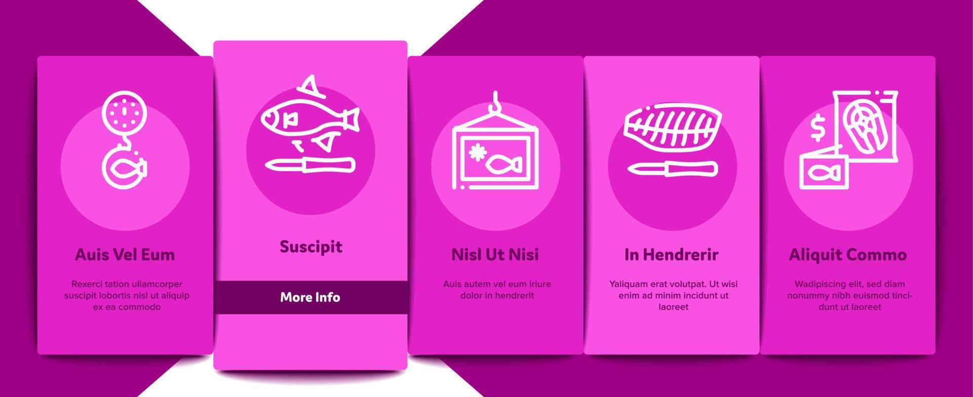 Fishing Industry Business Process Onboarding Elements Icons Set Vector