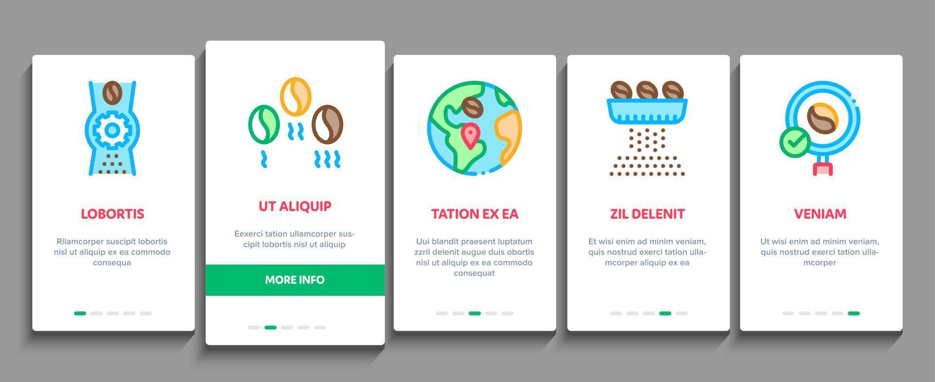 Coffee Production Onboarding Elements Icons Set Vector