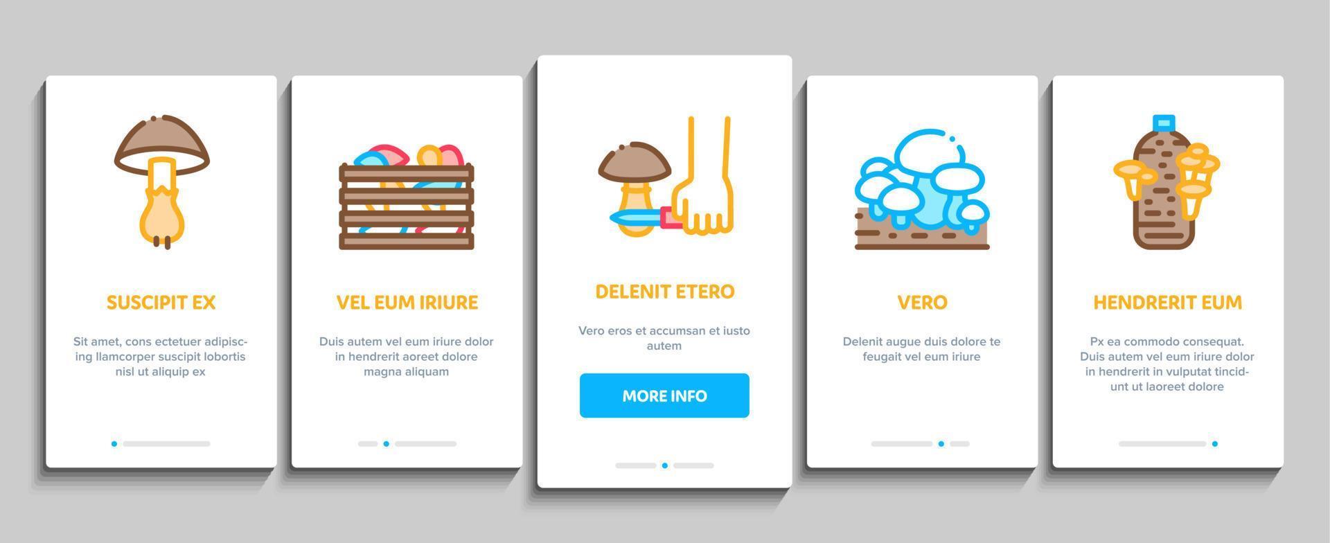 Mushroom Farm Plant Onboarding Elements Icons Set Vector