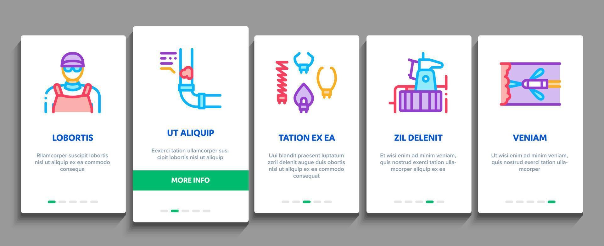Drain Cleaning Service Onboarding Elements Icons Set Vector