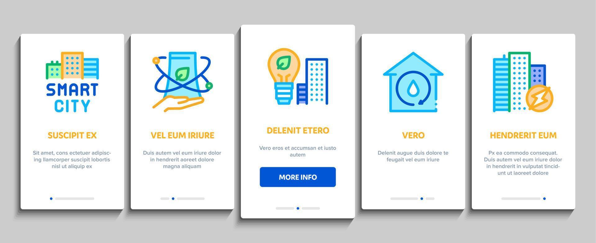 Smart City Technology Onboarding Elements Icons Set Vector