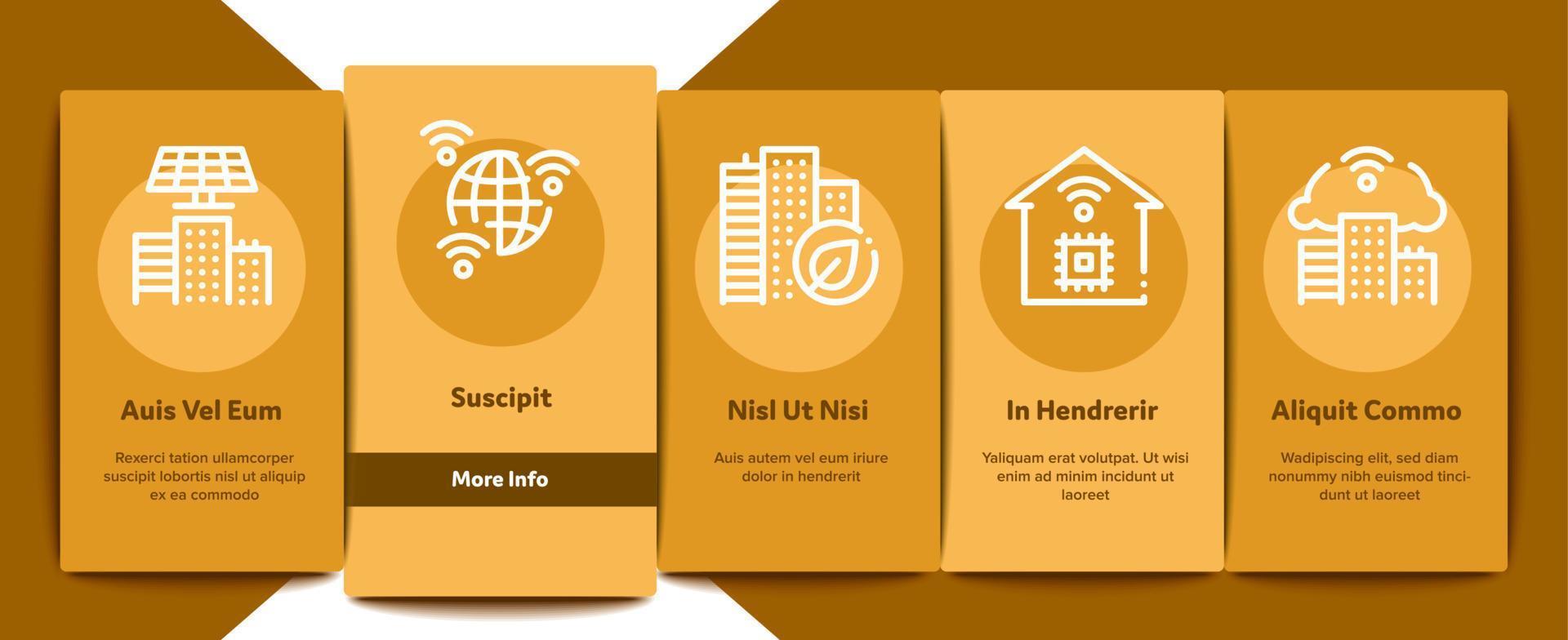 Smart City Technology Onboarding Elements Icons Set Vector