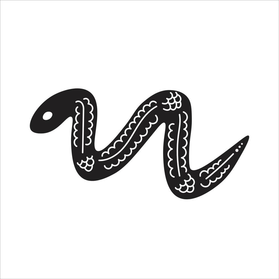 Black snake in doodle style vector