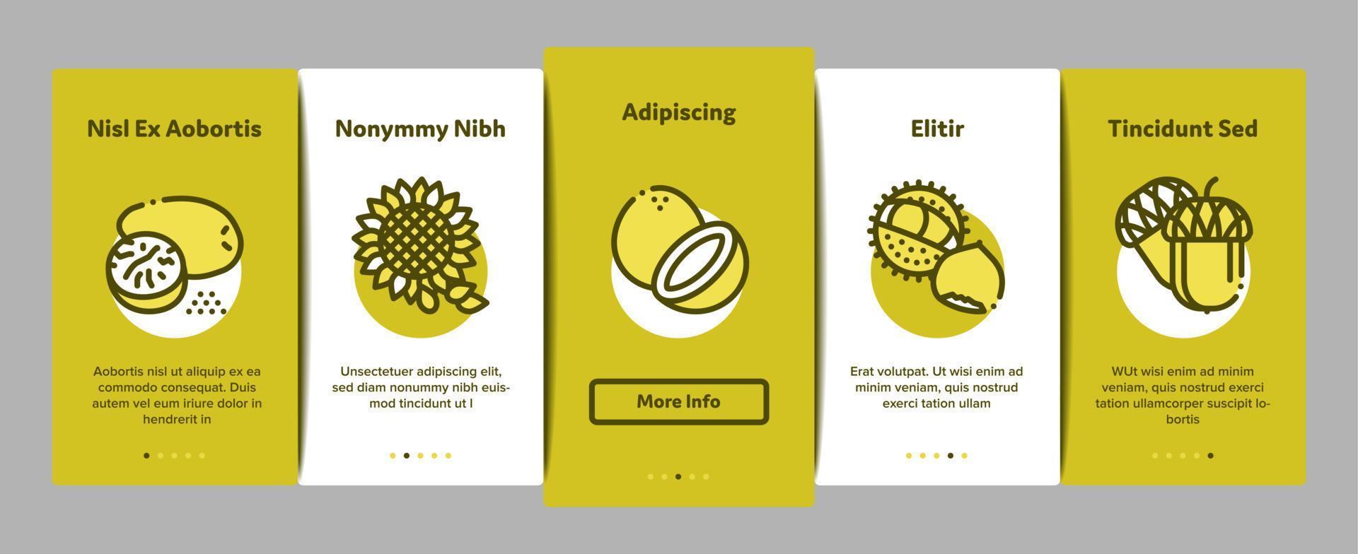 Nut Food Different Onboarding Elements Icons Set Vector