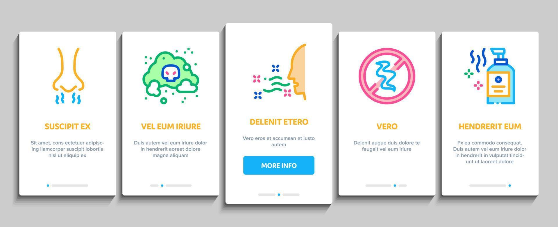 Odor Aroma And Smell Onboarding Elements Icons Set Vector