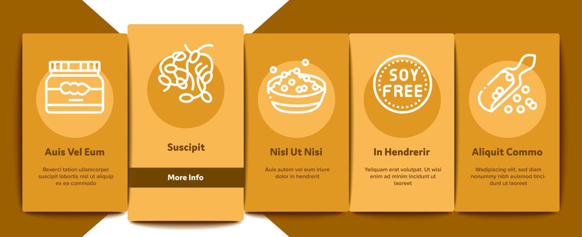 Soy Bean Food Product Onboarding Elements Icons Set Vector