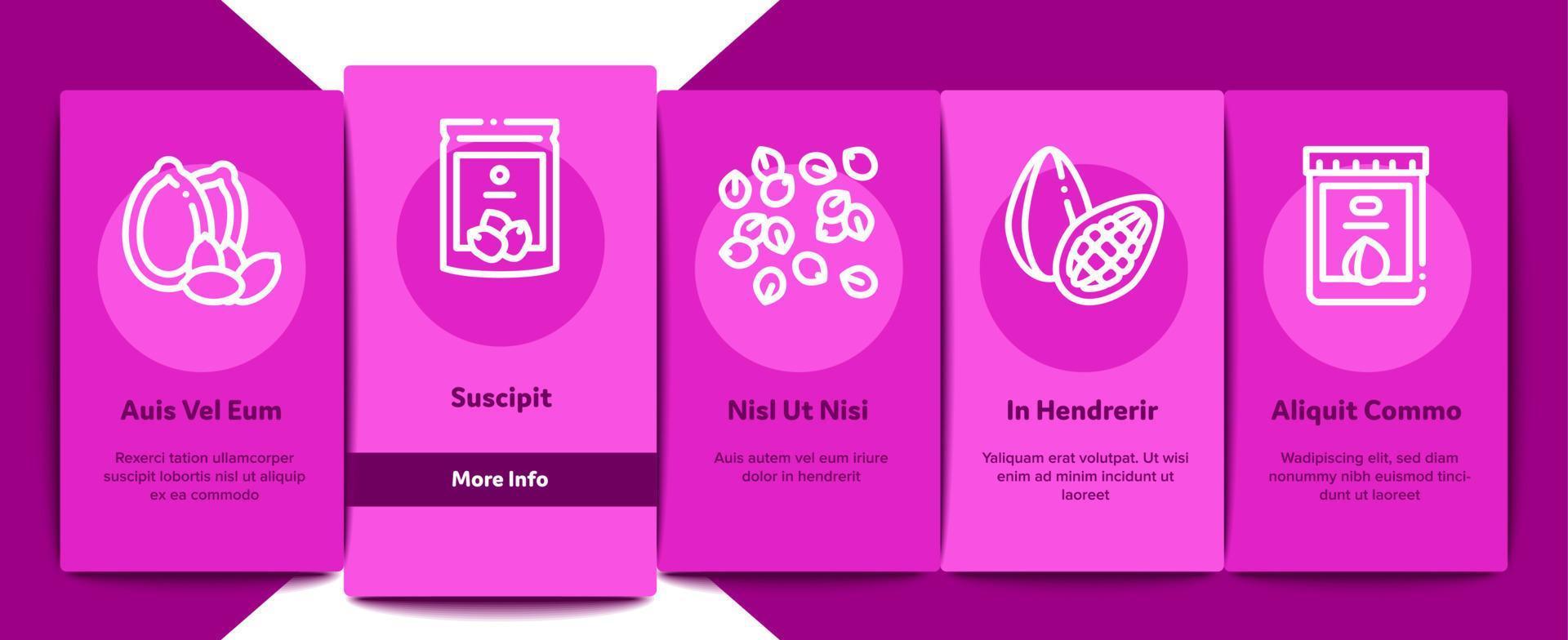 Nut Food Different Onboarding Elements Icons Set Vector