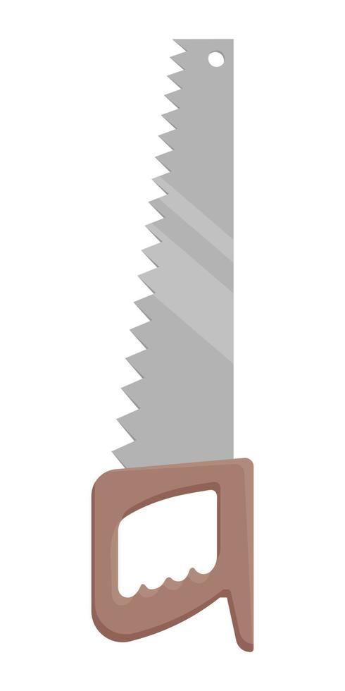 Handsaw carpentry tool with hardened teeth isolated on white background, flat icon. Repair tool. Joinery or carpentry instruments. vector